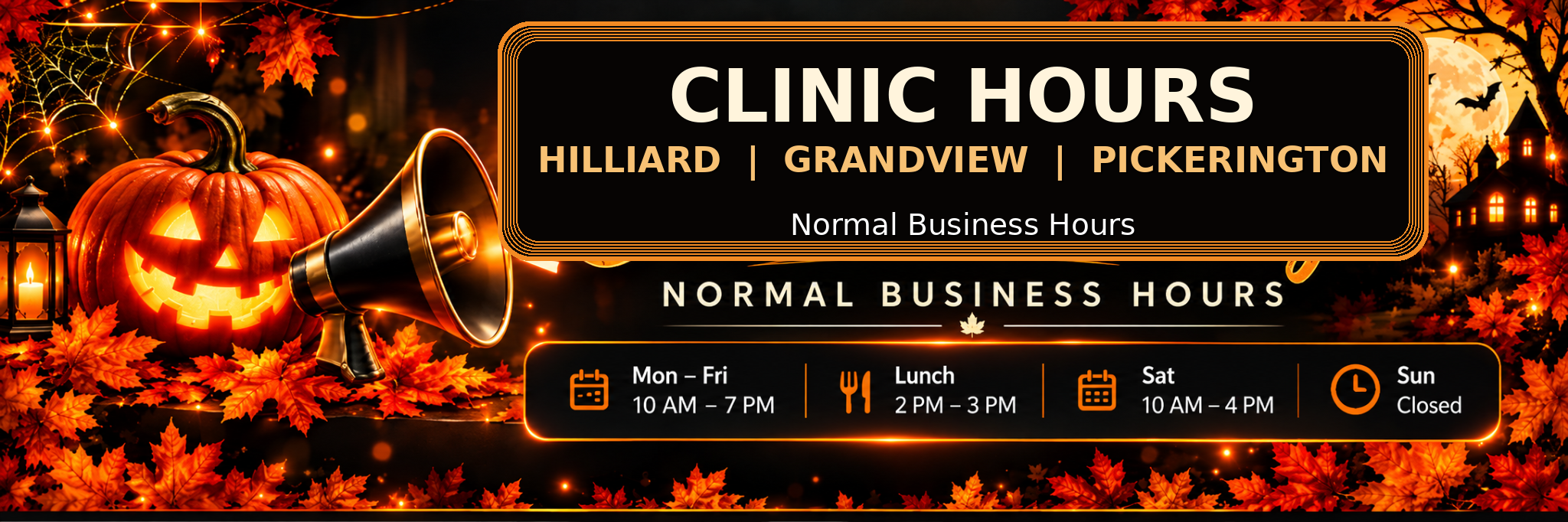 Normal business hours. Monday–Friday 10 AM–7 PM; closed for lunch 2–3 PM; Saturday 10 AM–4 PM; Sunday closed.